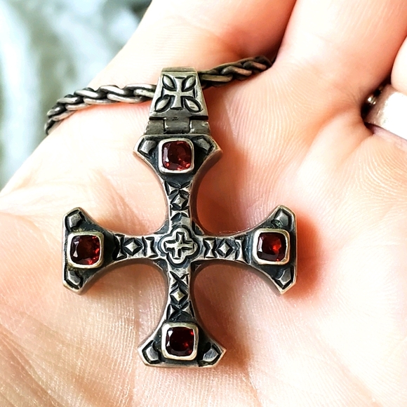 Cynthia Gale Sterling and Garnet Necklace - Picture 1 of 7